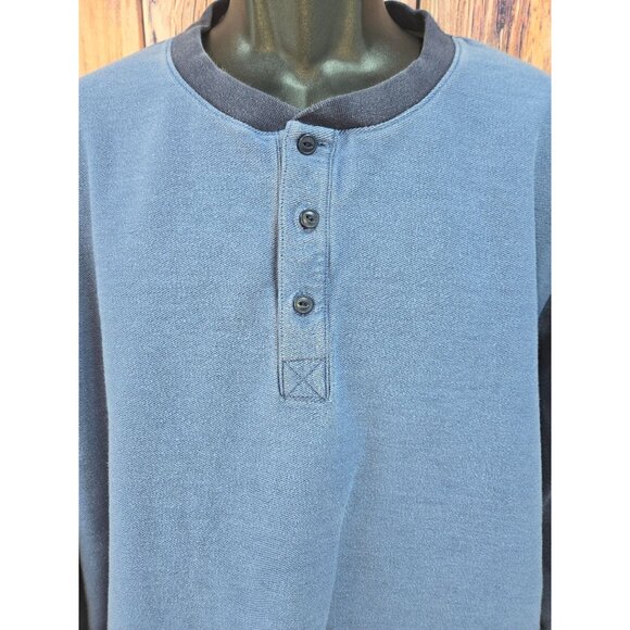 Johnston & Murphy Mens XL Henley Sweatshirt Blue & Black Cotton - Picture 3 of 5